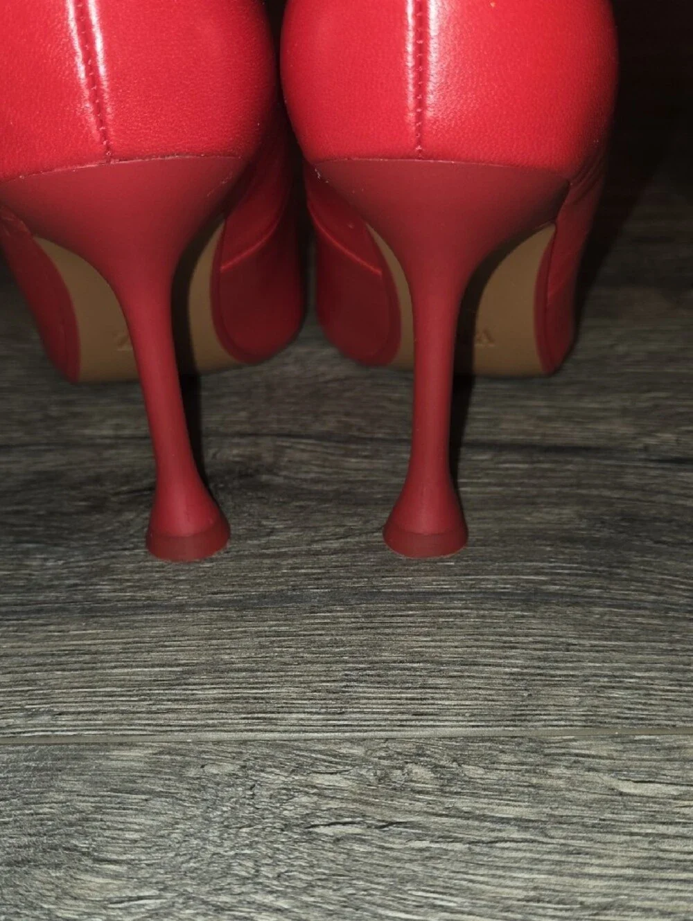 ZARA Red Pointed Leather High Heels - Classic Pumps